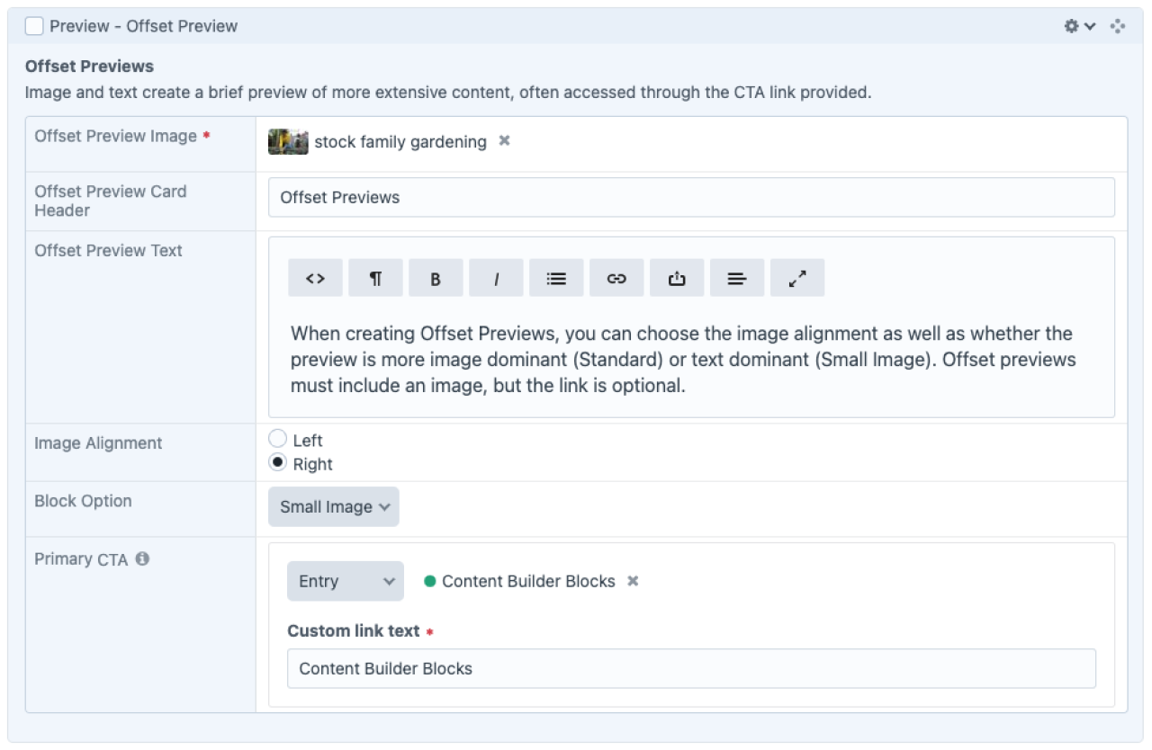 Preview Offset Admin UI