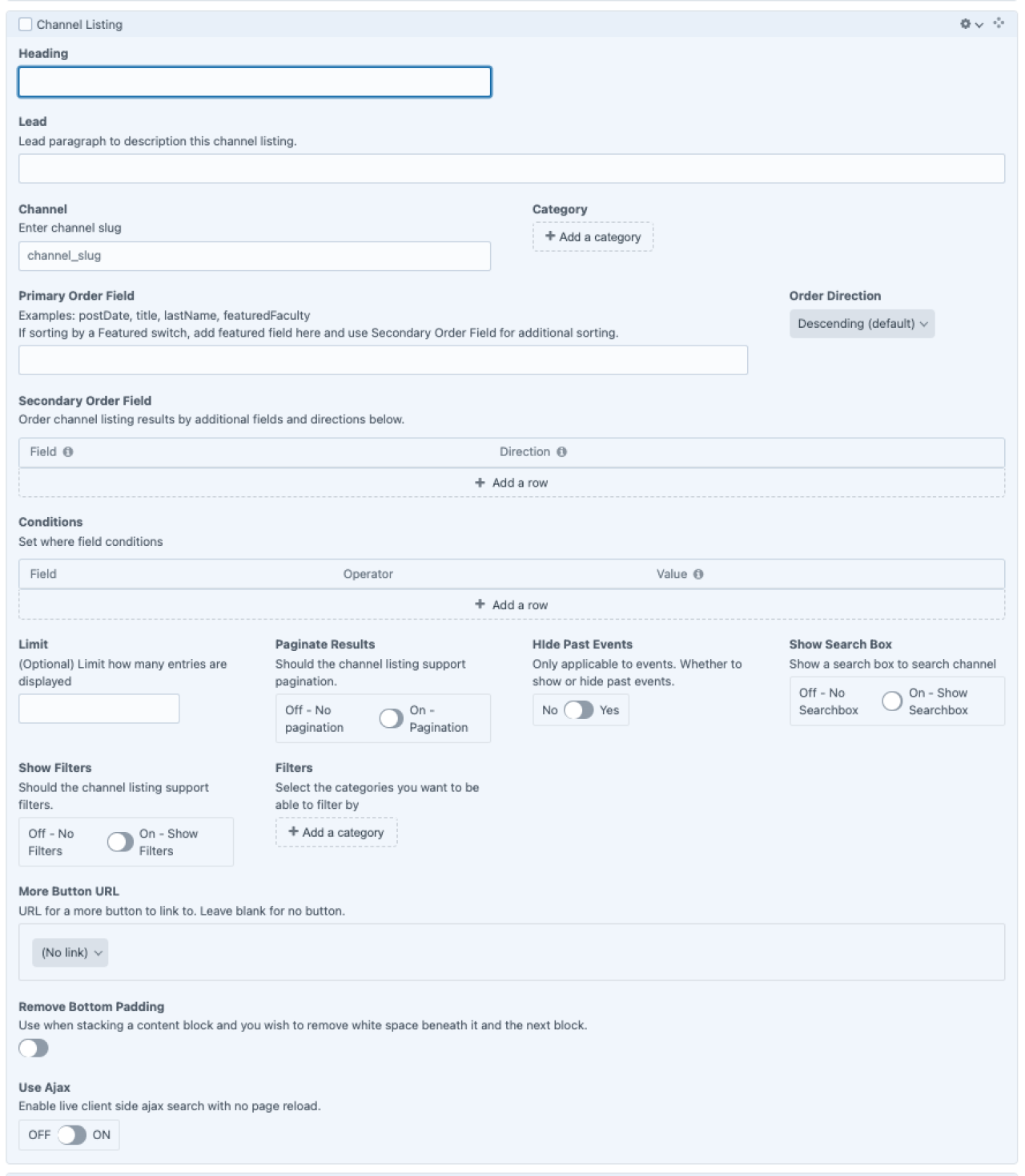 Channel Listing Admin UI