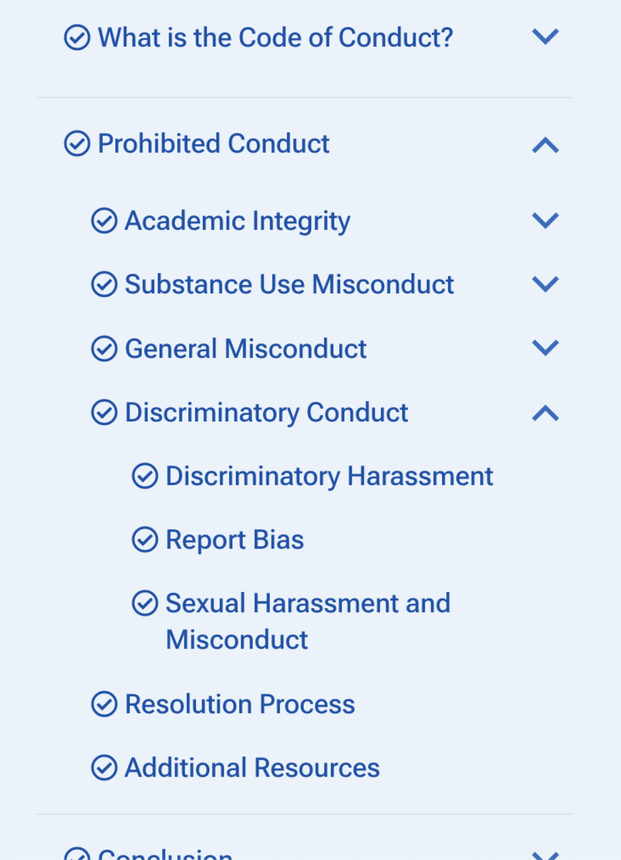 An expandable nav shows top level pages, some with nested pages beneath, as indicated by an arrow. One section has been fully expanded to show multiple nested levels of pages.