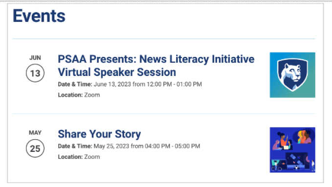 Events Channel Listing Example